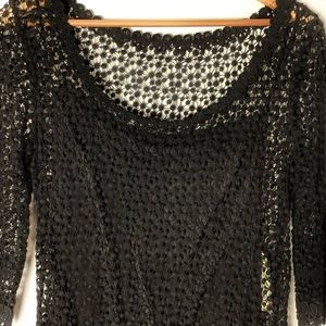 Studio M black lace overlay dress silk slip M